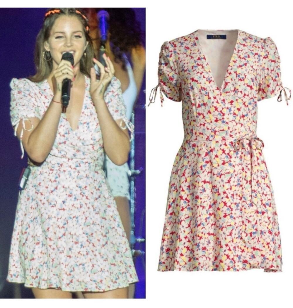 Polo Ralph Lauren floral viscose crepe wrap mini dress with tie sleeves EUC